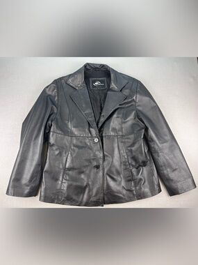 Vintage Y2K KC Collection Black Genuine Leather Blazer Women’s Leather Jacket